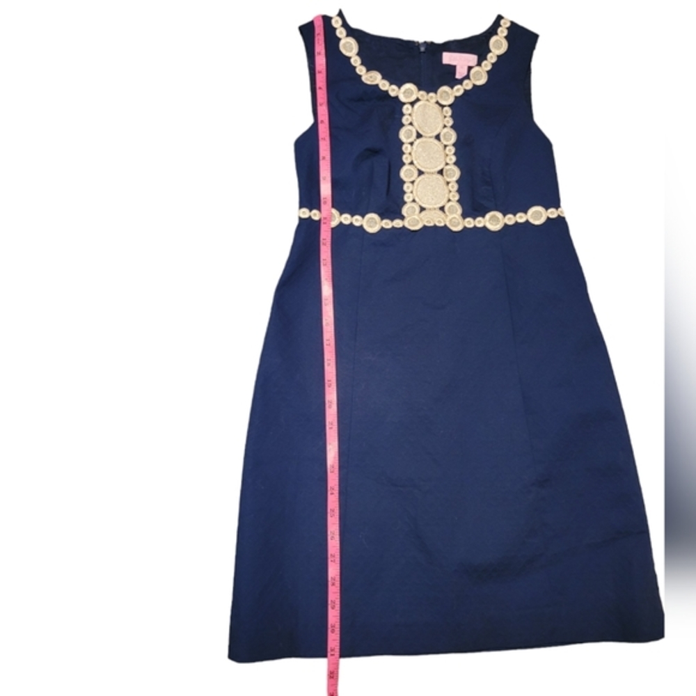 Lilly Pulitzer Navy Dress with White Lace Trim - Picture 7 of 12